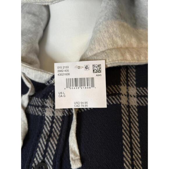 NWT! American Eagle Hooded Flannel Button Up Shirt Navy Size Large - Picture 5 of 8